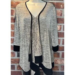 Joseph Ribkoff 8 Waterfall Front Black Brown Tunic Top